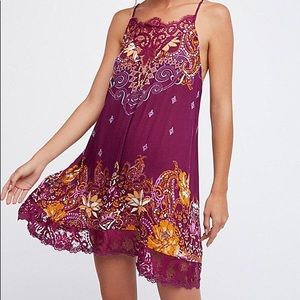 Free People Who’s Sorry Not Sorry Wine Slip Dress